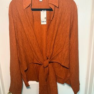 Bar III Women's Rust Tie-Front Blouse